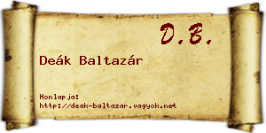 Deák Baltazár névjegykártya